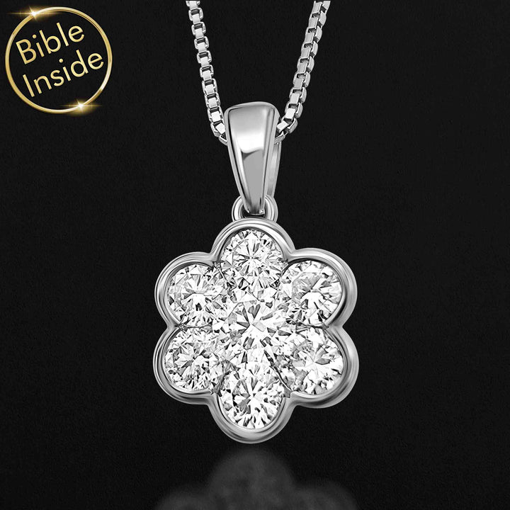 Silver diamond flower necklace – cute Valentine's day gift idea for women