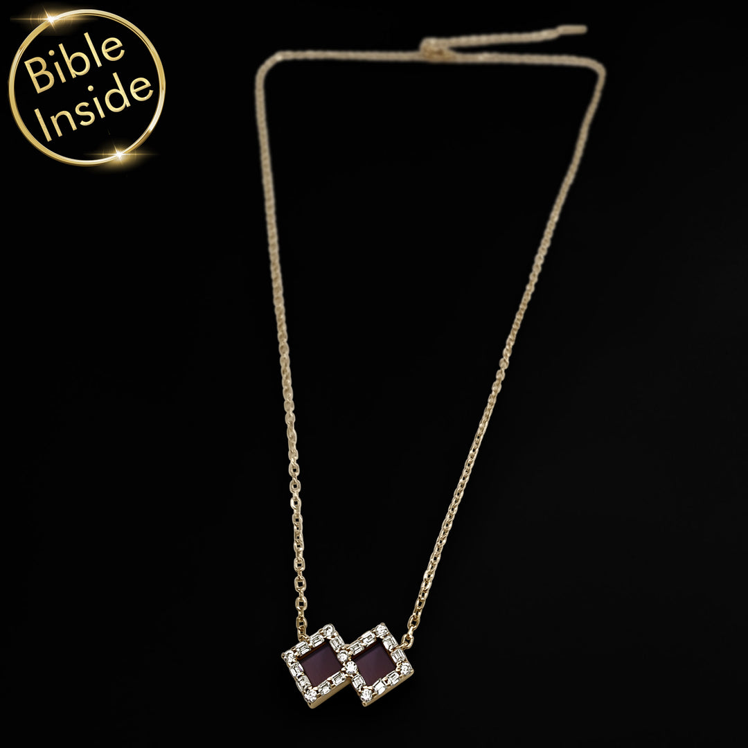 Christian Christmas gift for mom – gold pendant with New Testament chip for women