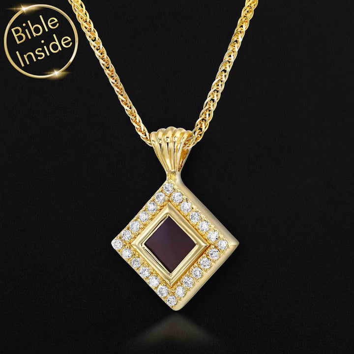 Perfect valentines gift for her – Elizabeth rhombus necklace with scripture inside