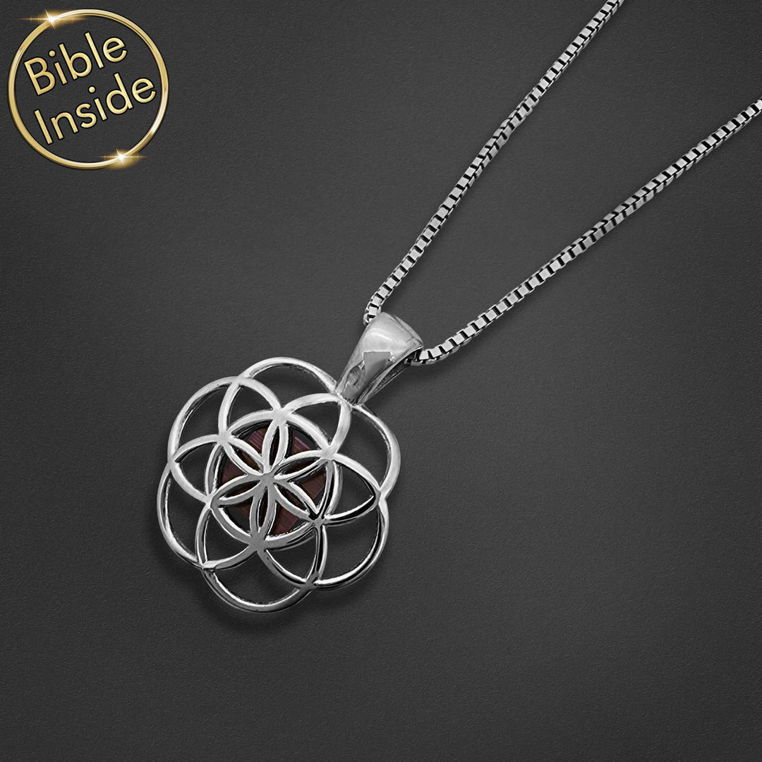 Christian gift for mother – silver Seed of Life pendant, meaningful faith jewelry