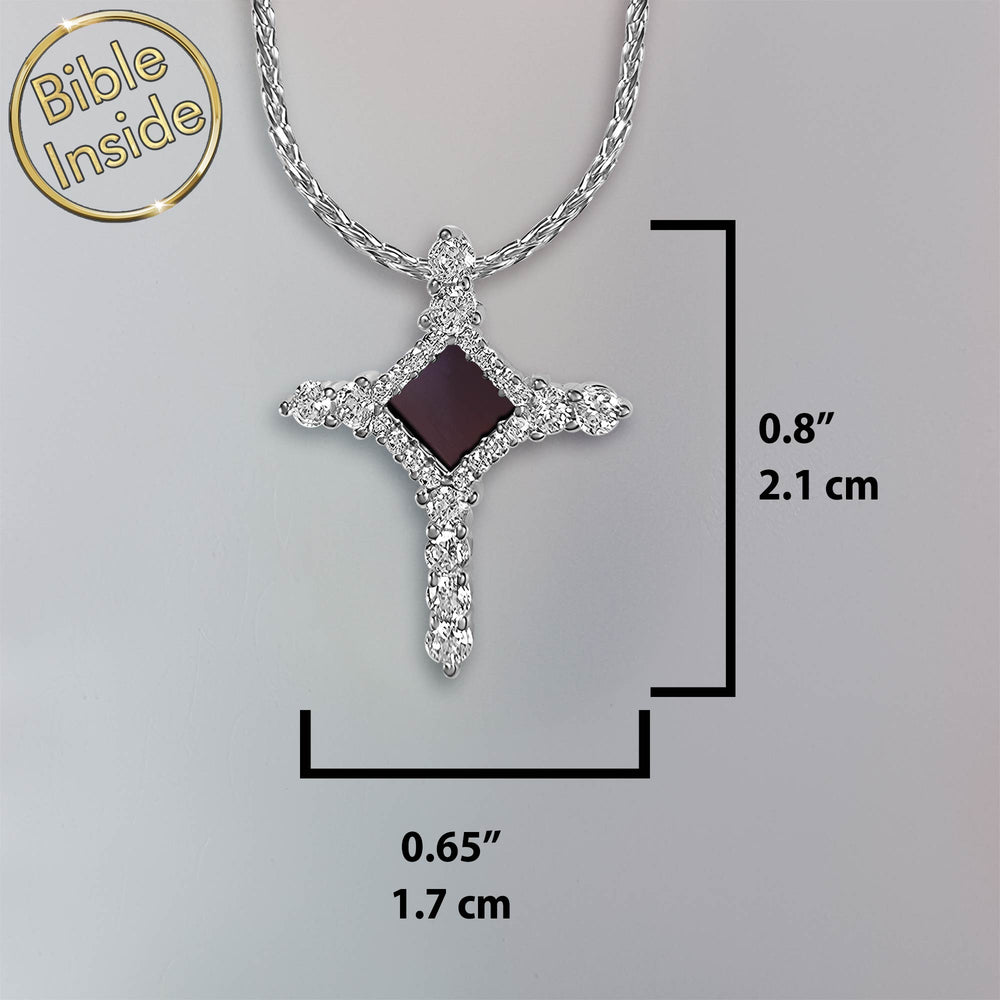 Silver cross necklace for wife, Christmas gift with scripture inside

