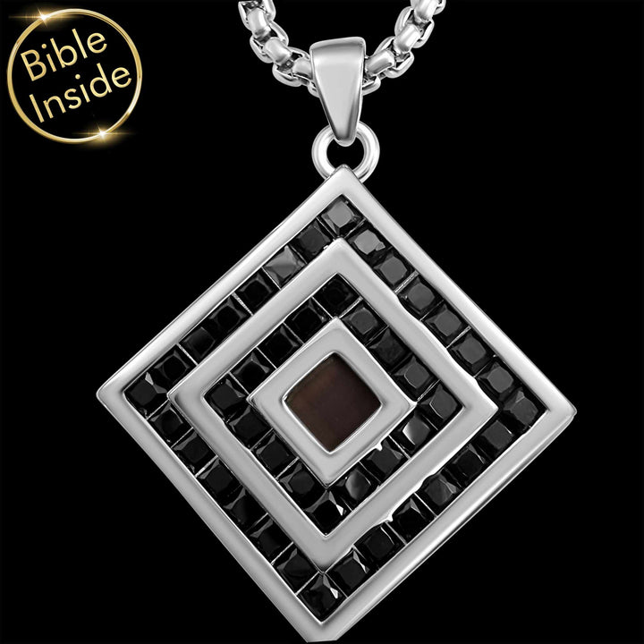 Gifts for wife at Christmas – polished rhombus with micro Bible chip