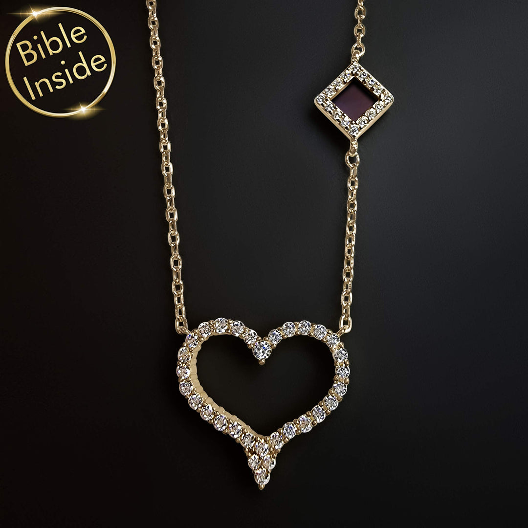 Gold Christian necklace with CZ stones, elegant gold necklace for Christian style