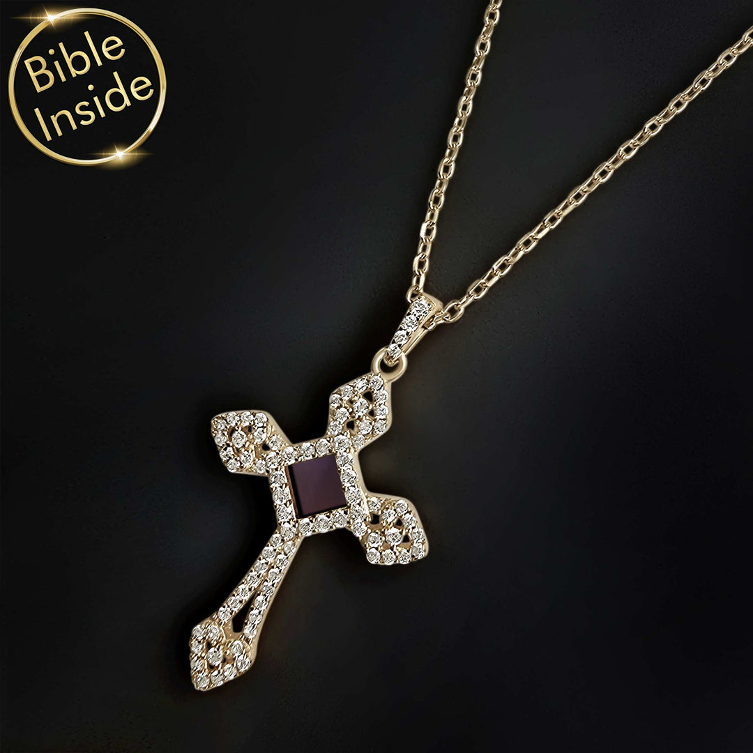 Christian gold pendant royal cross charm – unique gift for women