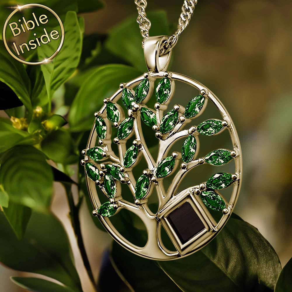 Christian gold pendant necklace with nano Bible chip – gift for women