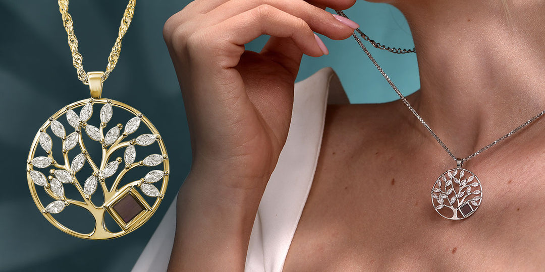 Christian gold pendant necklace with CZ stones – tree of life faith jewelry