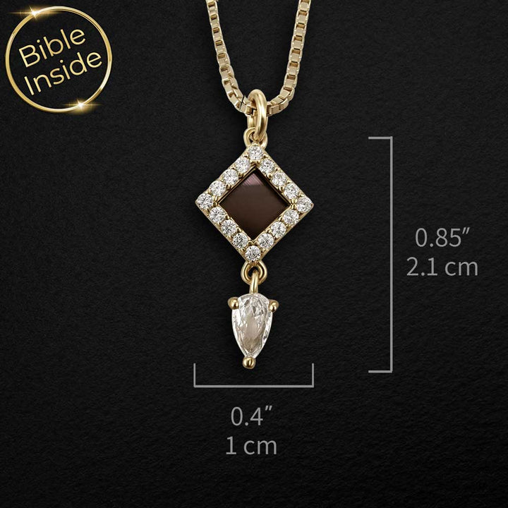Elegant Christian gold necklace with rhombus pendant for daily wear
