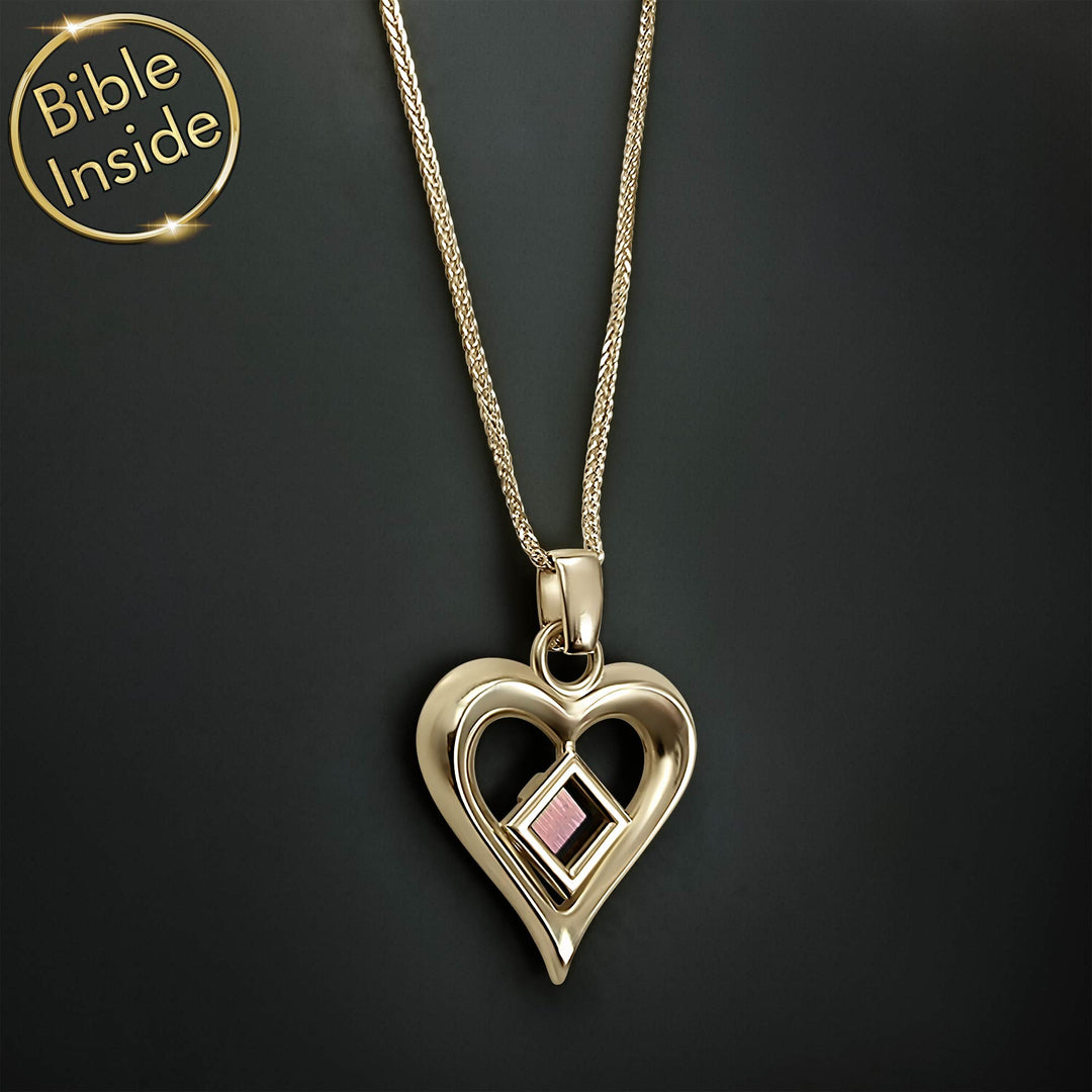 Gold heart necklaces for girlfriend with cross faith element