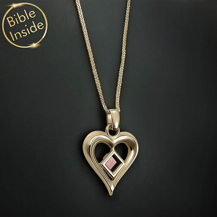 Gold heart necklaces for girlfriend with cross faith element