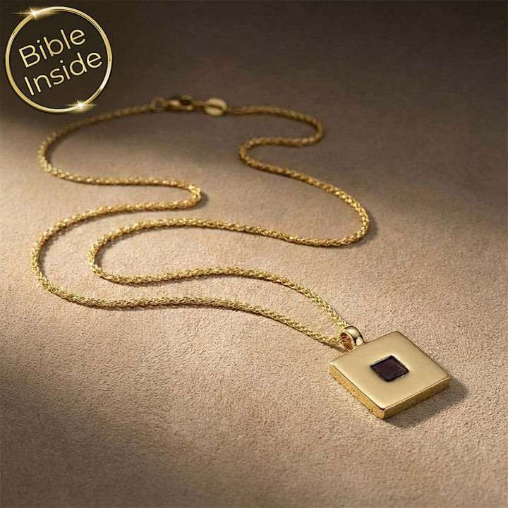 Gold necklace for Christian boyfriend gift – nano Bible inside Cubo pendant