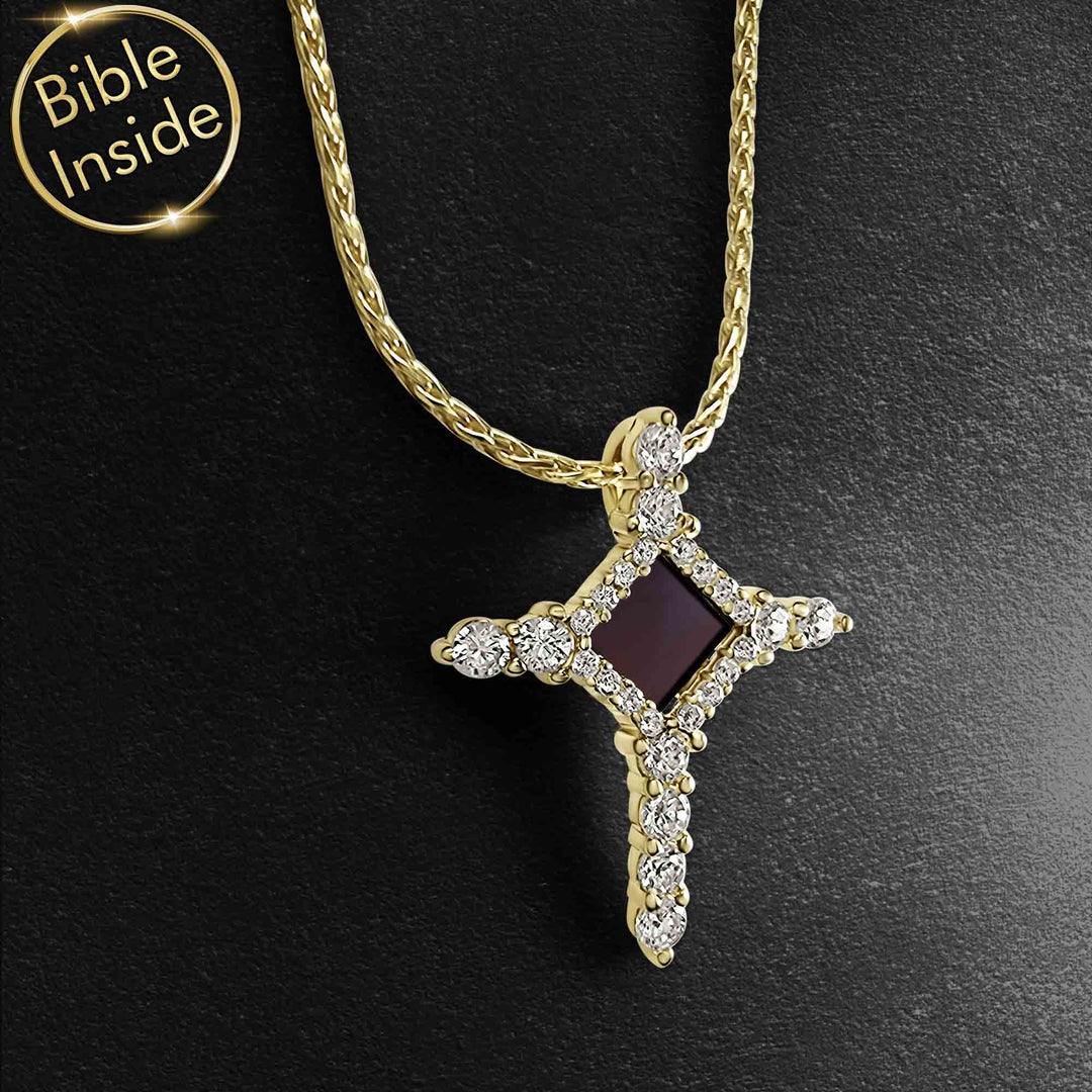 Christian gold pendant necklace – micro Bible cross jewelry for girls