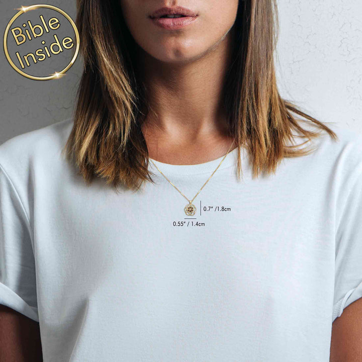 Gold necklace for Christian women featuring geometric Seed of Life pendant in gold
