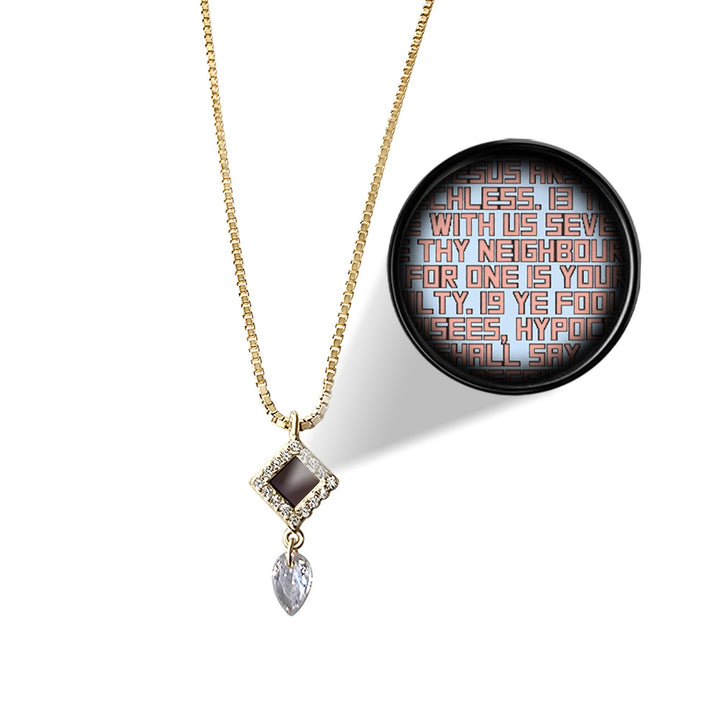 Christian gold necklace in minimalist rhombus design for women