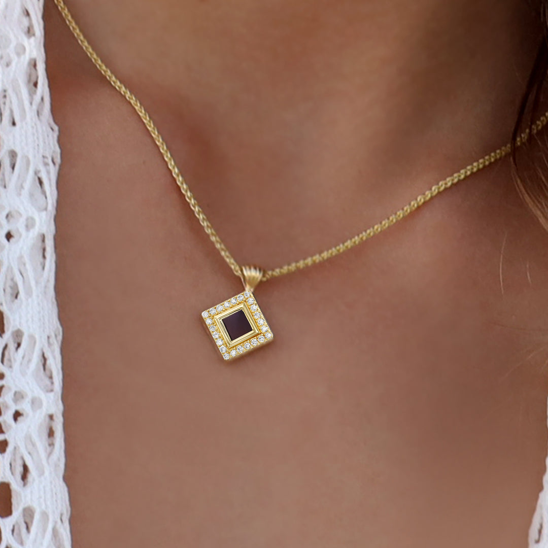 Gold necklace for Christian women – rhombus pendant, elegant faith accessory