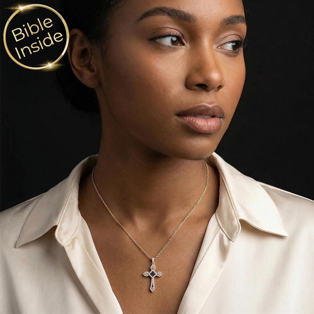 Royal cross Christian gold pendant necklace – elegant faith jewelry for her
