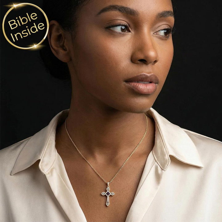 Royal cross Christian gold pendant necklace – elegant faith jewelry for her