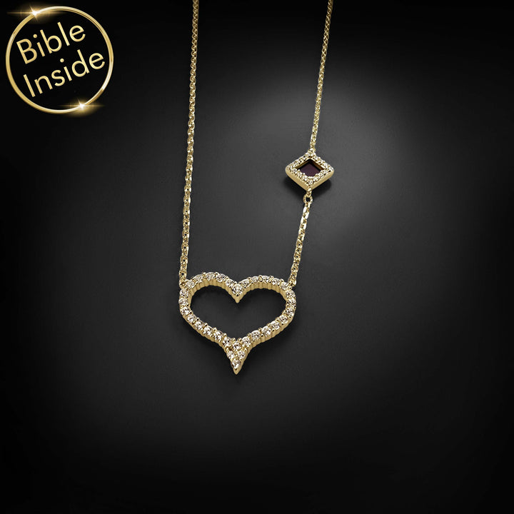 Christian gold pendant heart shape, refined gold necklace for Christian jewelry lovers