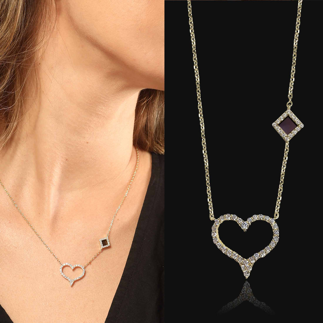 Gold necklace for Christian heart pendant with nano Bible chip for women