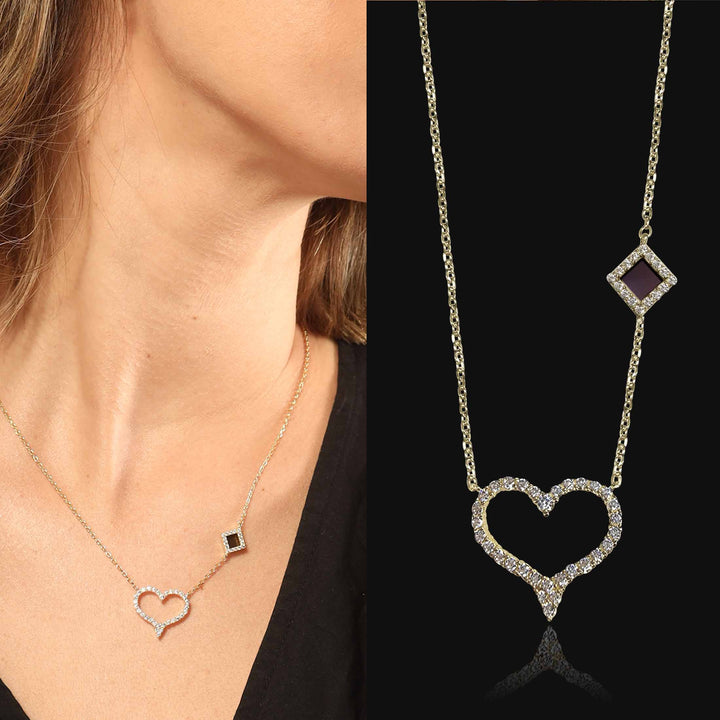 Gold necklace for Christian heart pendant with nano Bible chip for women