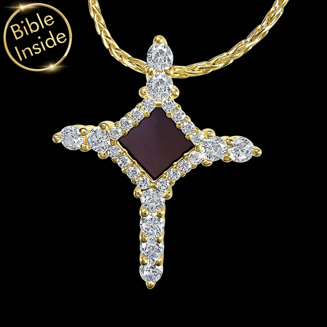 Christian gold pendant with nano Bible chip – meaningful gift from husband