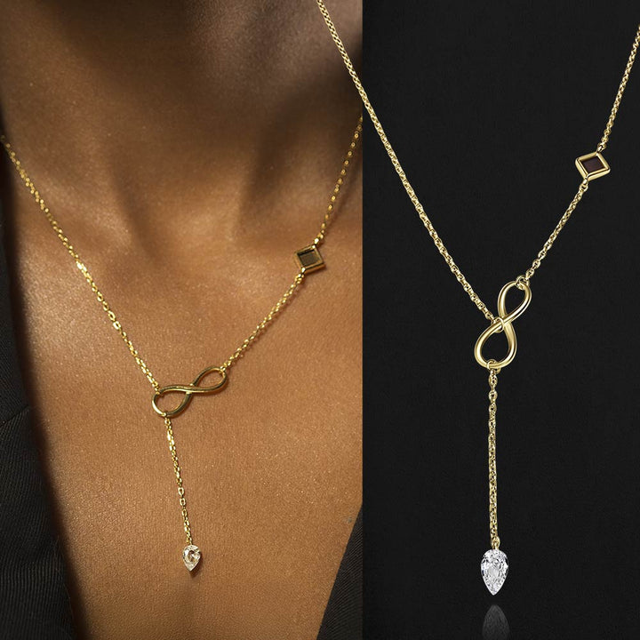 Gold necklace for Christian women – infinity pendant with Nano Bible chip inside
