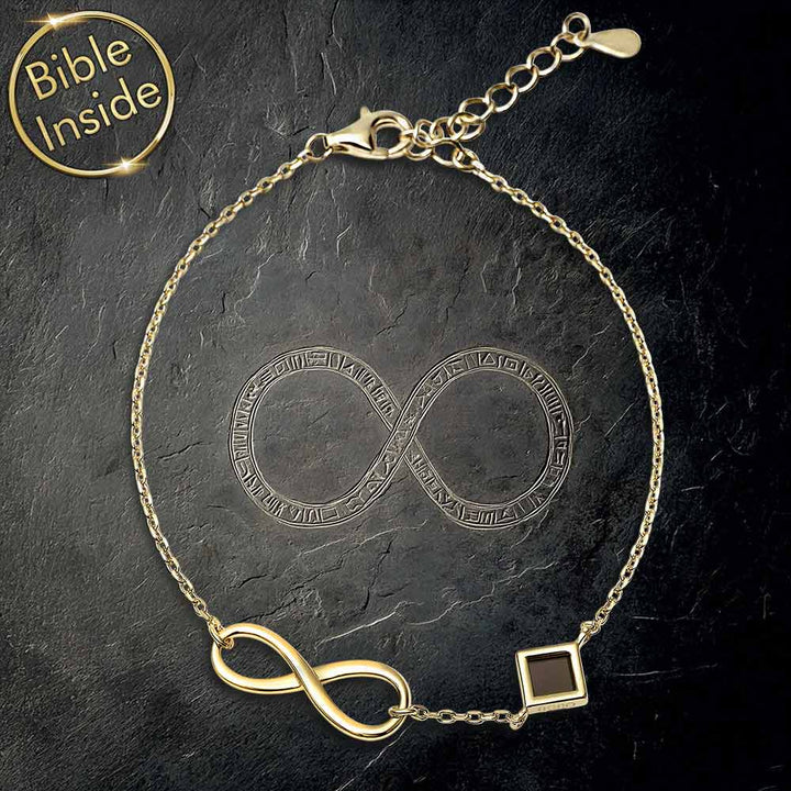 Religious bracelet for women with New Testament engraved inside – gold rhombus
