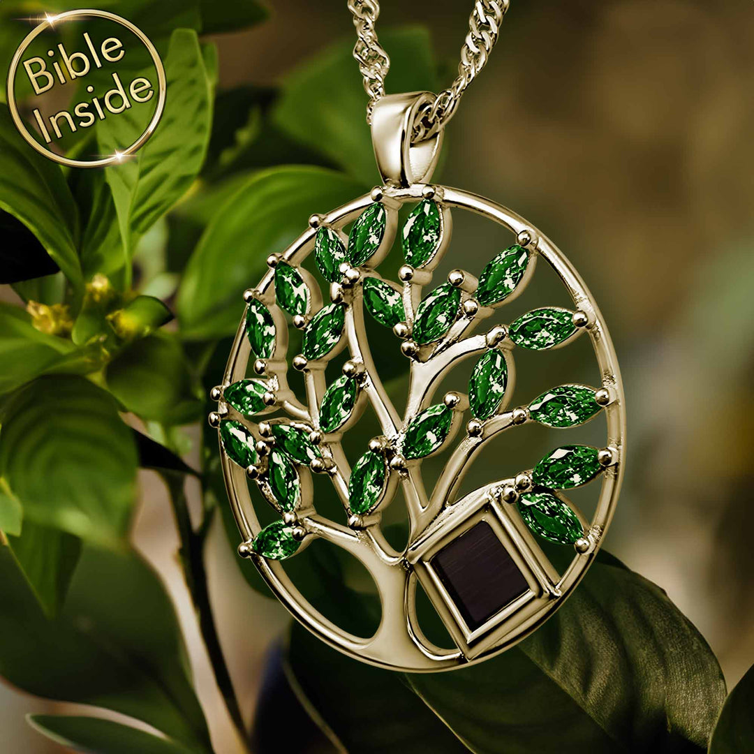 Gold tree of life pendant with nano Bible technology – timeless Christian design
