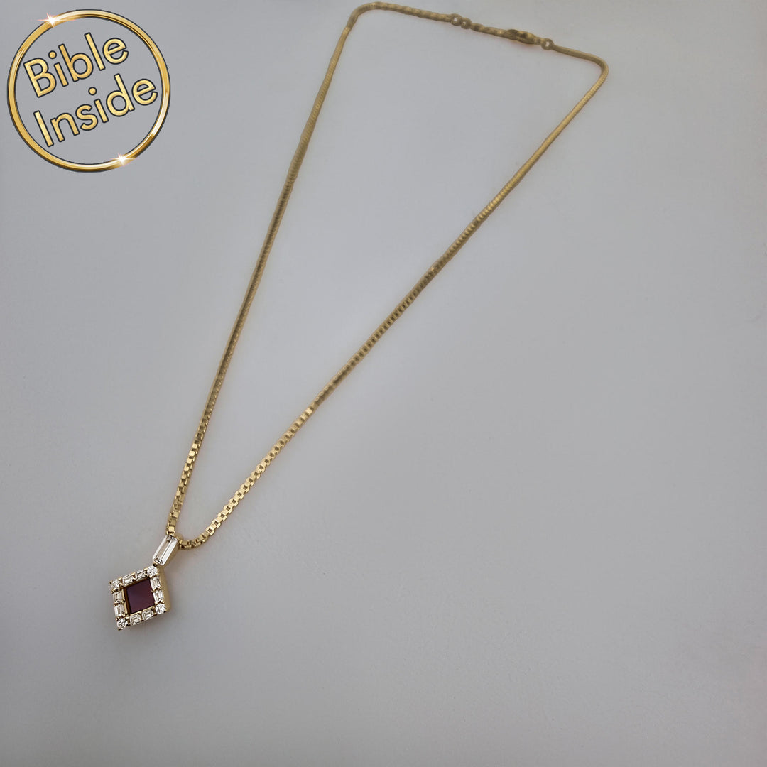Cute valentines day gift – rhombus necklace with New Testament chip