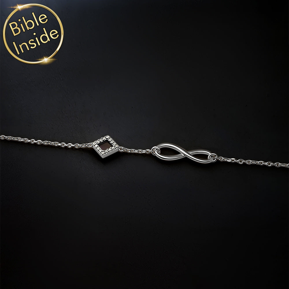 Valentines present for wife with silver infinity design, everyday faith jewelry