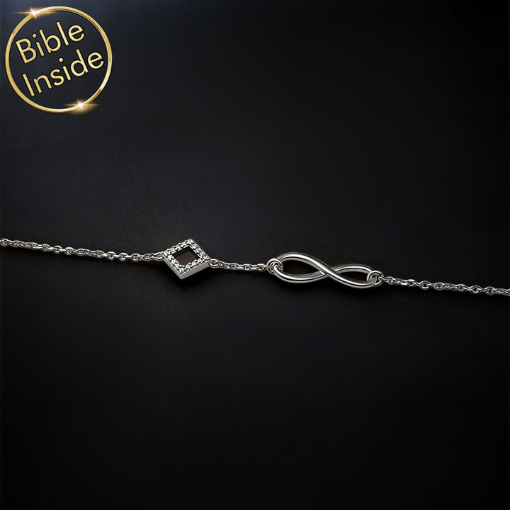 Valentines present for wife with silver infinity design, everyday faith jewelry