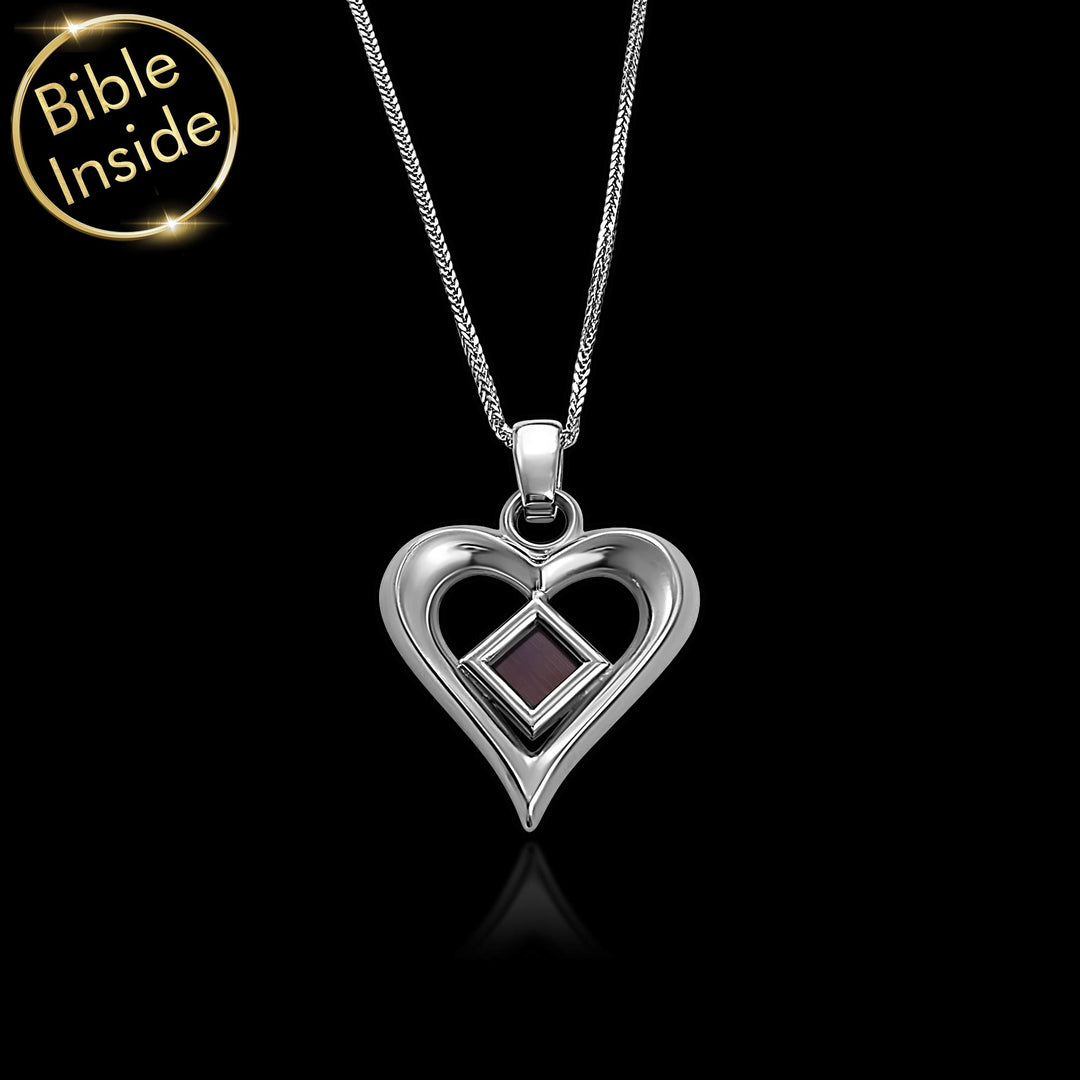 Necklace for girlfriend heart design with nano Bible technology