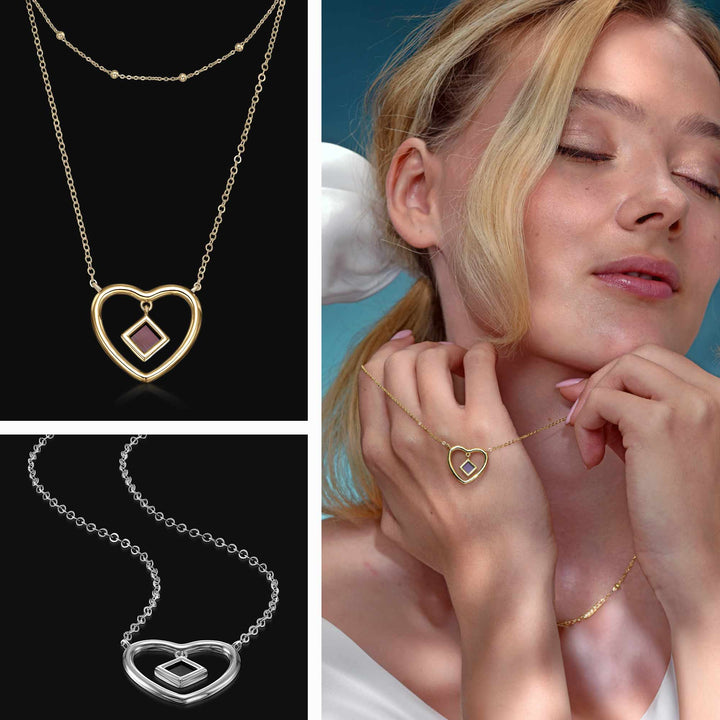 Heart necklace for girlfriend with radiant sunshine motif – faith jewelry