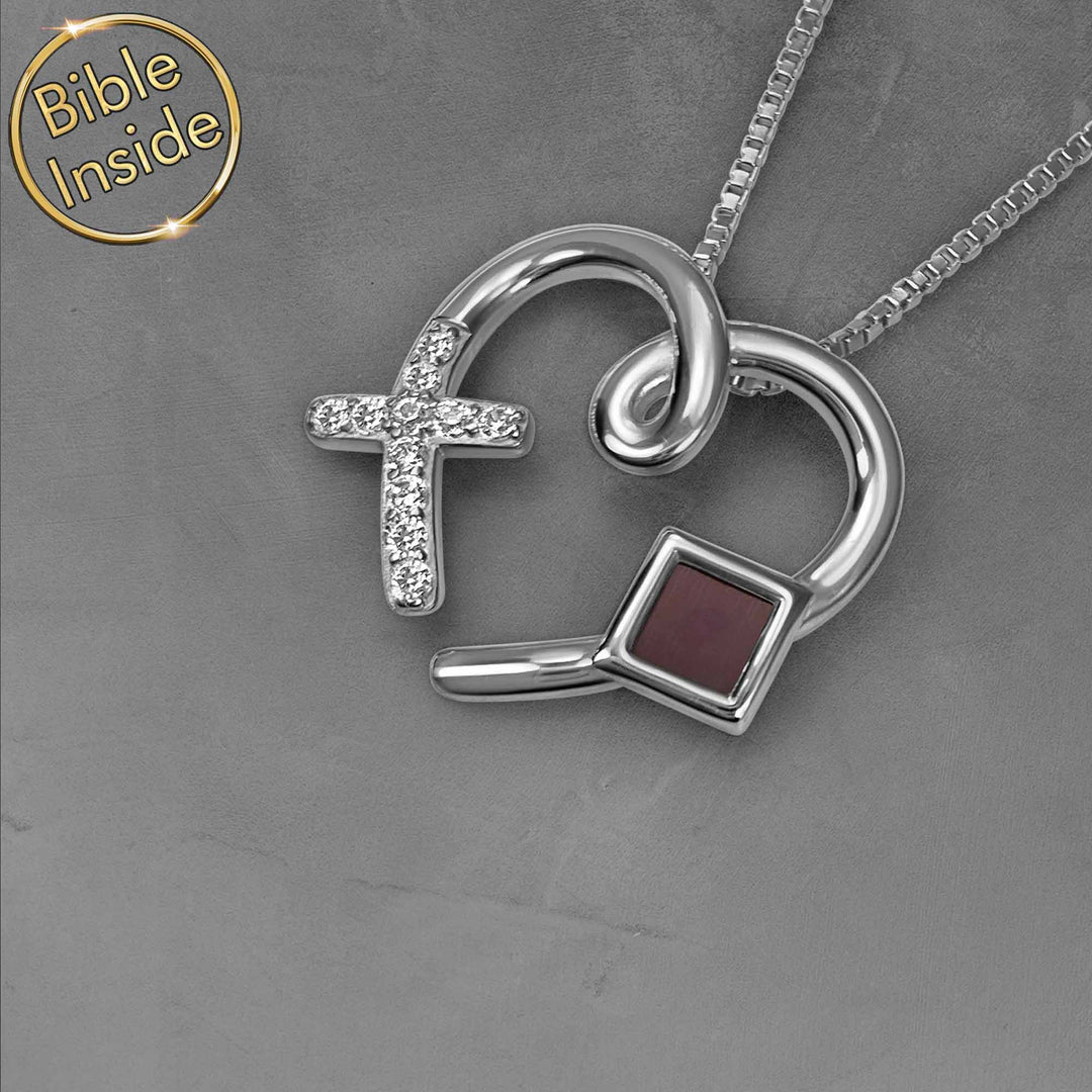 Heart necklaces for girlfriend in sterling silver, minimalist Christian design