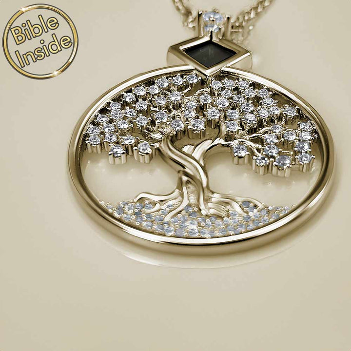 Tree of Life biblical necklace with CZ stones – Christian jewelry gift
