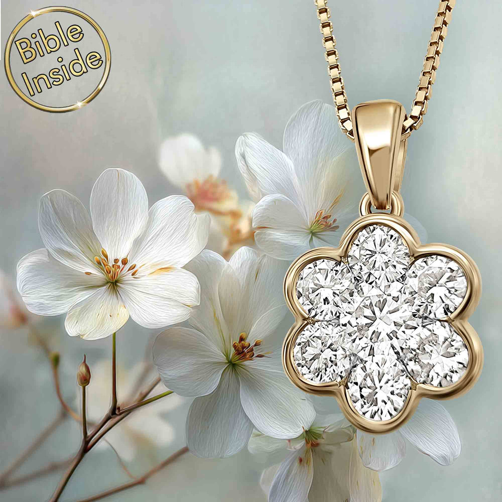 Cute Valentine's day gift idea diamond flower necklace in gold – Christian jewelry