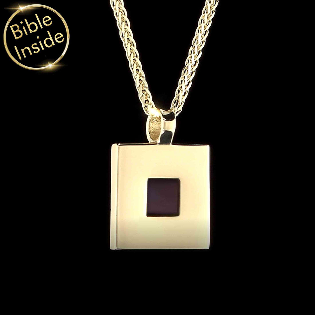 Cool Valentine's day gift idea in gold – square Christian pendant