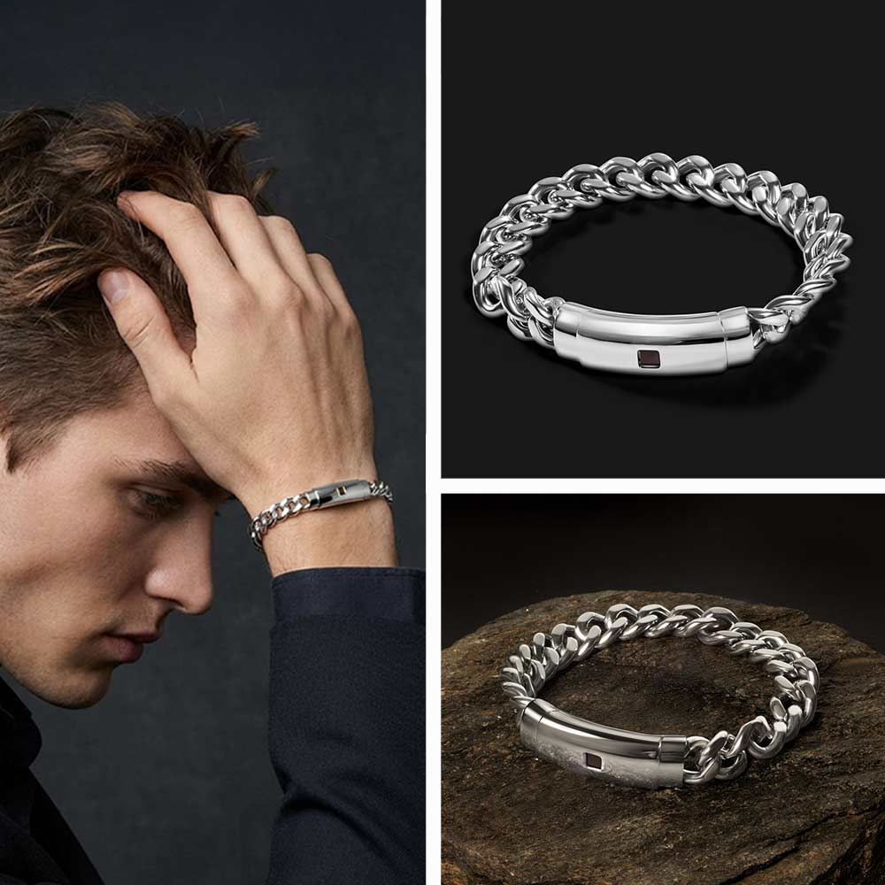 Idea for Valentine's Day gift bracelet with nano Bible chip for men