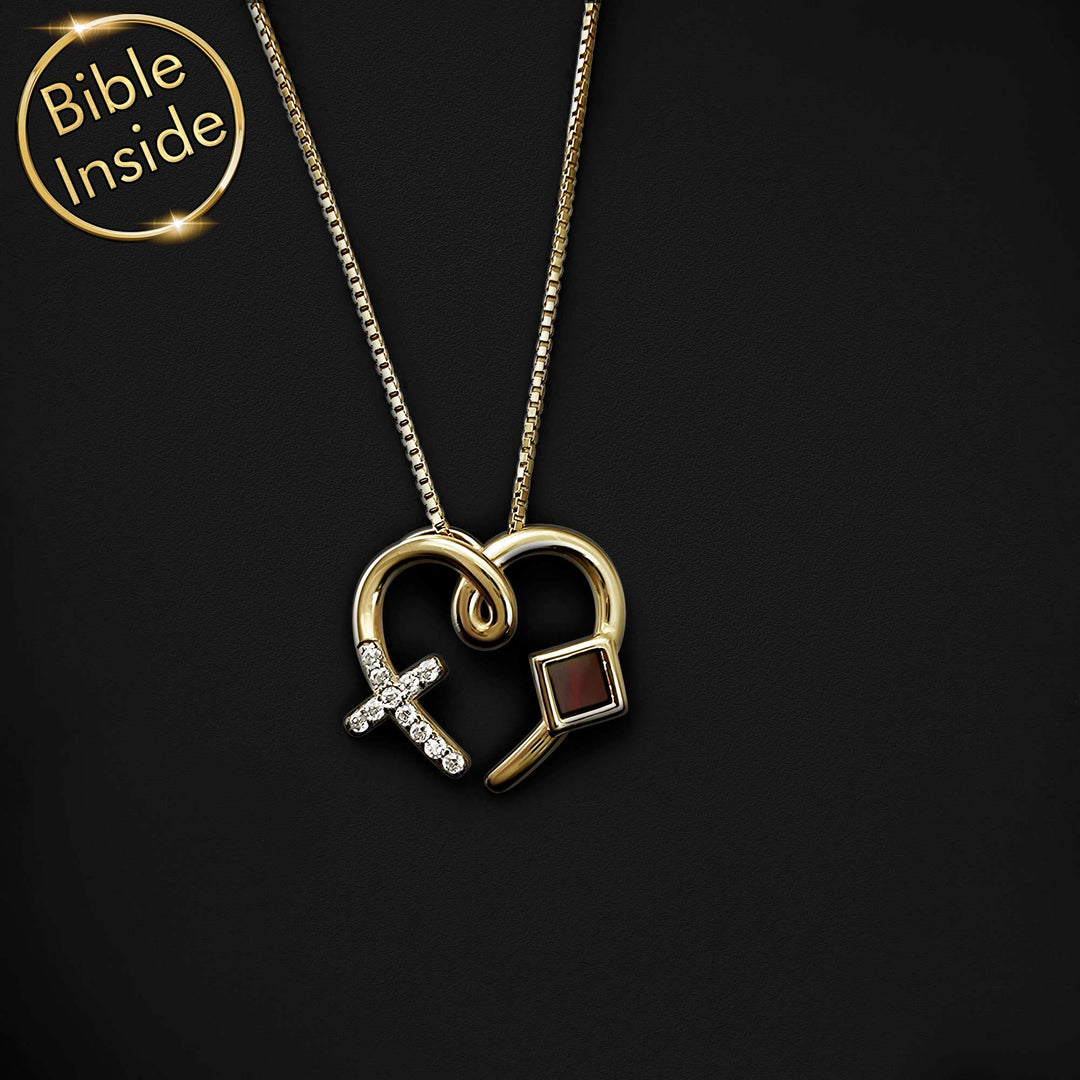 Love cross Nano Bible pendant – romantic high-tech Christian necklace, best gift ideas for Valentine's Day