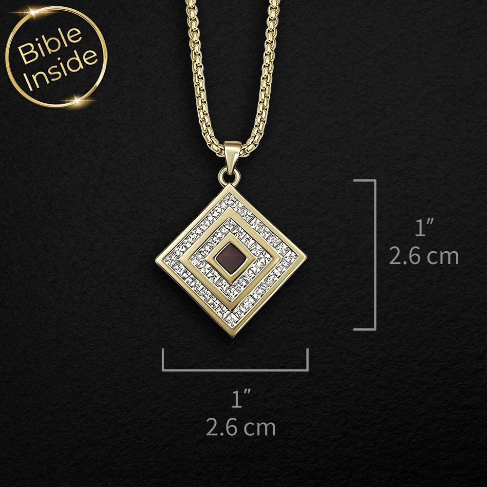 Idea for Valentines day present minimalist nano Bible necklace in gold