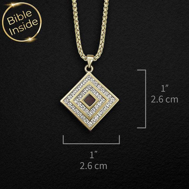 Idea for Valentines day present minimalist nano Bible necklace in gold