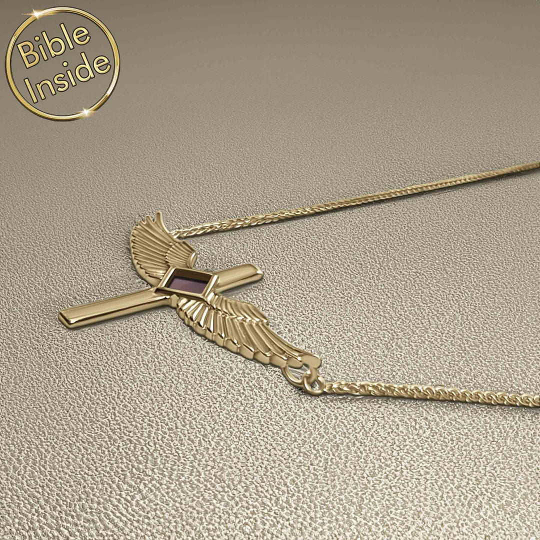 Idea for valentine gift cute wings necklace with Bible inside