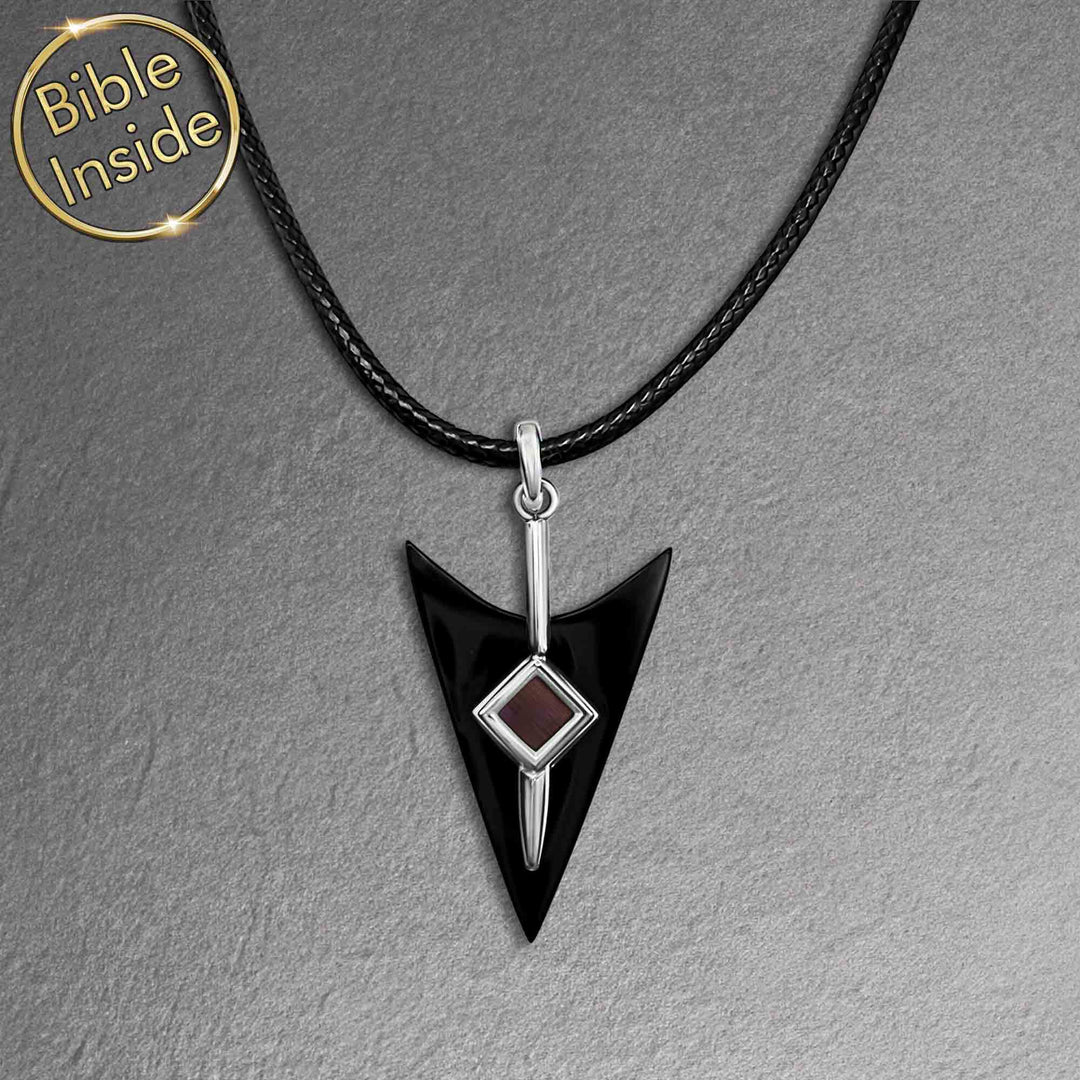Idea for Valentine's day gift simple arrow pendant with Bible chip for men