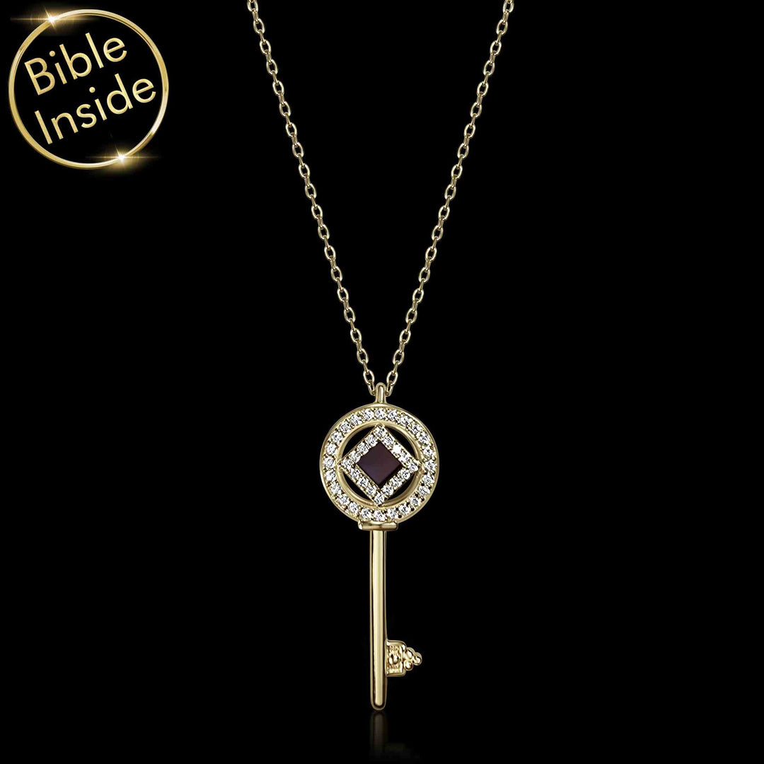Idea for Valentine gift polished key pendant with microchip Bible