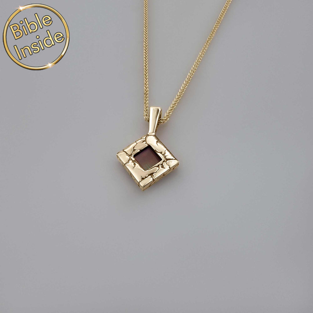 Minimalist men's necklace – valentine's day present idea for boyfriend, New Testament inside