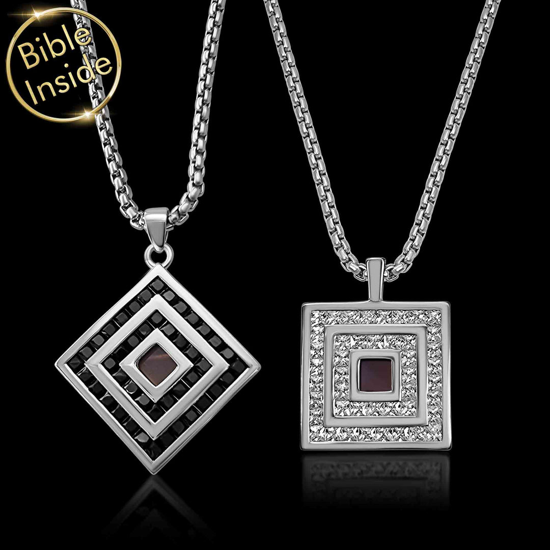 Silver men's necklace with nano Bible — valentine's day idea for your boyfriend