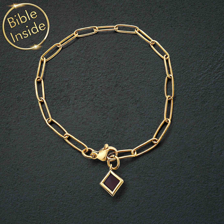 Valentine's day gift idea for her – women's rhombus bracelet with scripture inside