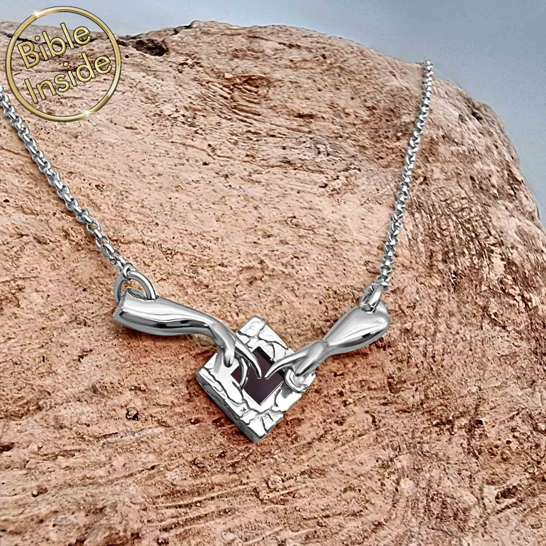 Best gift ideas for Valentine's day Genesis nano Bible necklace by Shlama Jewelry for her.
