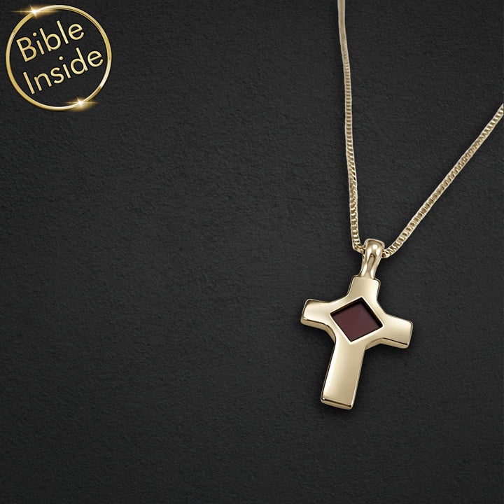 Biblical jewelry pure cross necklace with microscopic Bible inside