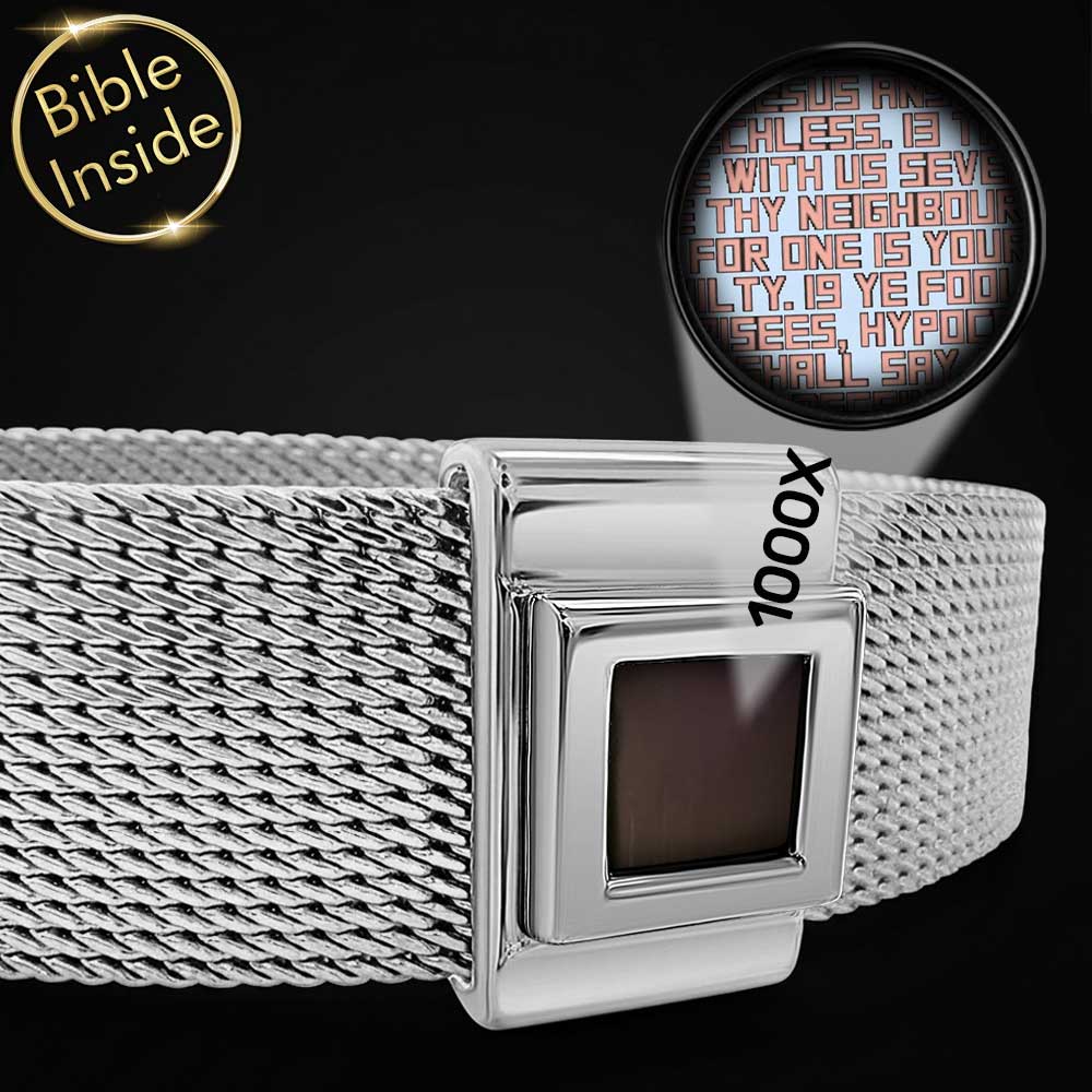 Men's positive Christian jewelry bracelet with micro Bible chip - Knox style