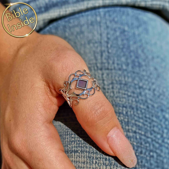 Elegant jewelry for Christianity enthusiasts - Lili Ring with Bible chip